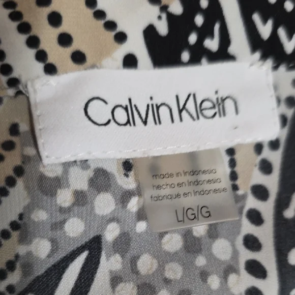 Calvin Klein Leaf Print Women's Top Fall Sleeveless Lightweight Office Career L - Picture 7 of 9